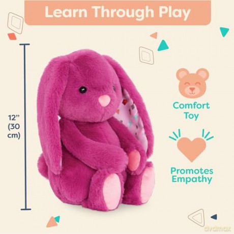 B. toys - Plush Bunny - Super Soft Stuffed Animal - Washable Rabbit Toy - Happy Hues for Babies and Toddlers - 0 Months +, Plumberry Pink