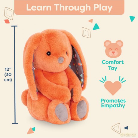 B. toys - Plush Bunny - Super Soft Stuffed Animal - Washable Rabbit Toy - HappyHues for Babies and Toddlers - 0 Months +, Coral Orange