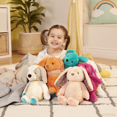 B. toys - Plush Bunny - Super Soft Stuffed Animal - Washable Rabbit Toy - HappyHues for Babies and Toddlers - 0 Months +, Coral Orange