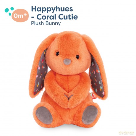 B. toys - Plush Bunny - Super Soft Stuffed Animal - Washable Rabbit Toy - HappyHues for Babies and Toddlers - 0 Months +, Coral Orange