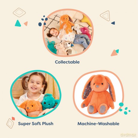 B. toys - Plush Bunny - Super Soft Stuffed Animal - Washable Rabbit Toy - HappyHues for Babies and Toddlers - 0 Months +, Coral Orange