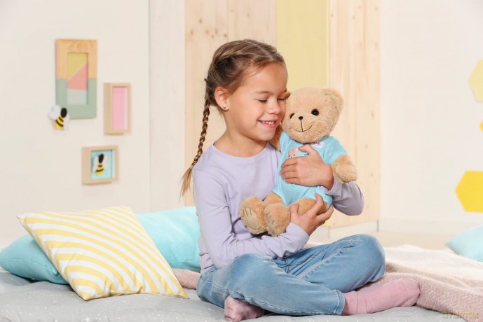 BABY born Bear Blue 835593 - 36cm Little Bear with Soft Stuffed Body - Includes Pink Outfit and Accessories - Designed to Fit 43cm BABY born Clothing - Suitable for Kids from 0+