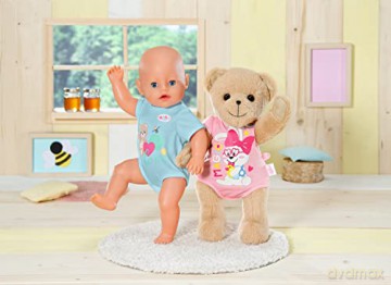 BABY born Bear Blue 835593 - 36cm Little Bear with Soft Stuffed Body - Includes Pink Outfit and Accessories - Designed to Fit 43cm BABY born Clothing - Suitable for Kids from 0+