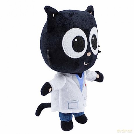 BANDAI Milo Black Cat Plush Toys - 20cm Doctor Milo Cat Teddy from the Milo Animated Series | Cute and Cuddly Boys and Girls Toys with Soft Touch Material | Adorable Cartoon Cat Toys for Kids
