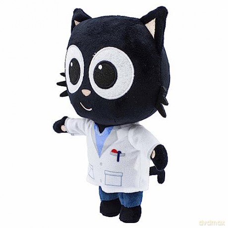 BANDAI Milo Black Cat Plush Toys - 20cm Doctor Milo Cat Teddy from the Milo Animated Series | Cute and Cuddly Boys and Girls Toys with Soft Touch Material | Adorable Cartoon Cat Toys for Kids