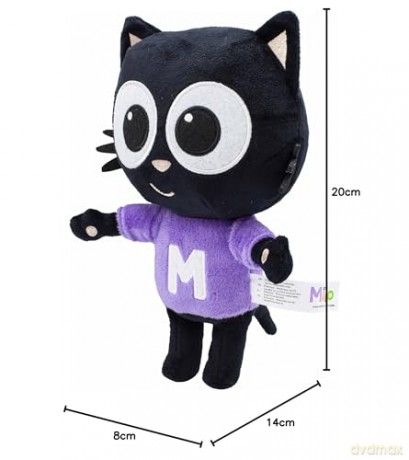 BANDAI Milo Black Cat Plush Toys - 20cm Everyday Milo Cat Teddy from the Milo Animated Series | Cute and Cuddly Boys and Girls Toys with Soft Touch Material | Adorable Cartoon Cat Toys for Kids