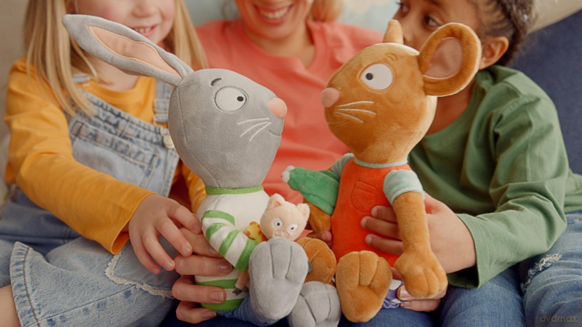 BANDAI Pip and Posy Talking Feature Plush Posy with Froggy - Large Talking Teddy - Soft Toy with Sounds - Big Cuddly Toy with TV Show Phrases