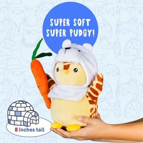 BANDAI Pudgy Penguins Plush Buddy with Carrot Toy From Pudgy World| 20cm Plush Buddy with Carrow Soft Toy | Super Soft And Cuddly Pudgy Penguins Toys | Soft Toys For Fans Of Cute Things
