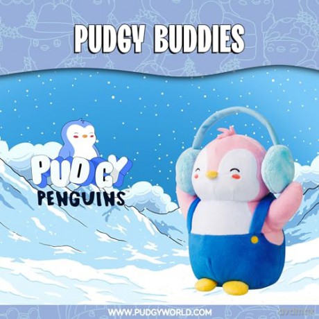 BANDAI Pudgy Penguins Plush Buddy with Earmuffs Toy From Pudgy World| 20cm Plush Buddy with Earmuffs Soft Toy | Super Soft And Cuddly Pudgy Penguins Toys |Soft Toys For Fans Of Cute Things
