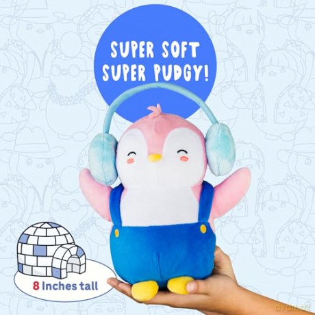 BANDAI Pudgy Penguins Plush Buddy with Earmuffs Toy From Pudgy World| 20cm Plush Buddy with Earmuffs Soft Toy | Super Soft And Cuddly Pudgy Penguins Toys |Soft Toys For Fans Of Cute Things