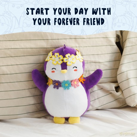 BANDAI Pudgy Penguins Plush Buddy with Flower Crown Toy From Pudgy World| 20cm Plush Buddy with Flower Crown Soft Toy | Super Soft And Cuddly Pudgy Penguins Toys |Soft Toys For Fans Of Cute Things