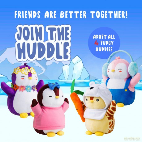 BANDAI Pudgy Penguins Plush Buddy with Flower Crown Toy From Pudgy World| 20cm Plush Buddy with Flower Crown Soft Toy | Super Soft And Cuddly Pudgy Penguins Toys |Soft Toys For Fans Of Cute Things