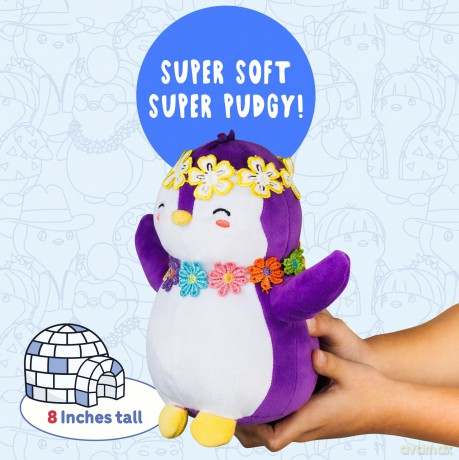 BANDAI Pudgy Penguins Plush Buddy with Flower Crown Toy From Pudgy World| 20cm Plush Buddy with Flower Crown Soft Toy | Super Soft And Cuddly Pudgy Penguins Toys |Soft Toys For Fans Of Cute Things
