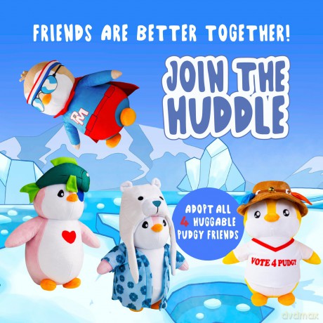 BANDAI Pudgy Penguins Vote 4 Outfit Huggable Plush Toy From Pudgy World| 30cm Vote 4 Outfit Penguin Soft Toy | Super Soft And Cuddly Pudgy Penguins Toys | Soft Toys For Fans Of Cute Things