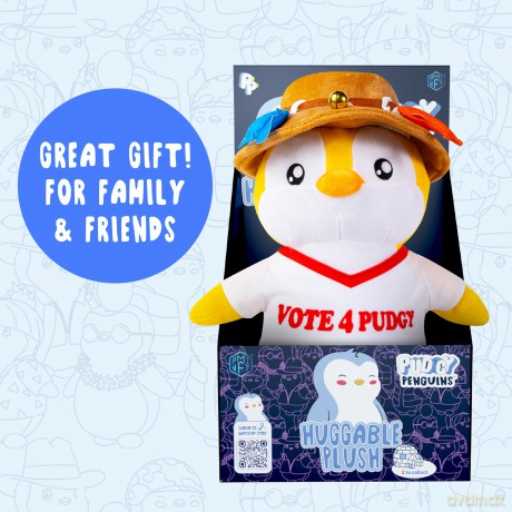 BANDAI Pudgy Penguins Vote 4 Outfit Huggable Plush Toy From Pudgy World| 30cm Vote 4 Outfit Penguin Soft Toy | Super Soft And Cuddly Pudgy Penguins Toys | Soft Toys For Fans Of Cute Things