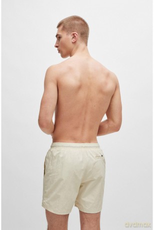 BOSS Mens Octopus Vertical-logo-print swim shorts in quick-dry poplin