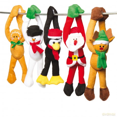 Baker Ross AC174 Hanging Christmas Bean Pals, Cuddly Toys for Children to Play with Perfect Stocking and Winter Party Bag Fillers (Pack of 5), Assorted