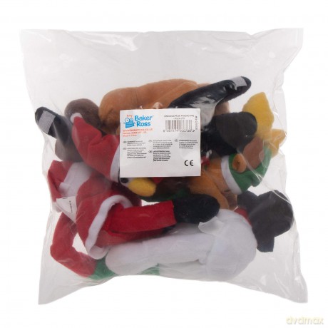 Baker Ross AC174 Hanging Christmas Bean Pals, Cuddly Toys for Children to Play with Perfect Stocking and Winter Party Bag Fillers (Pack of 5), Assorted