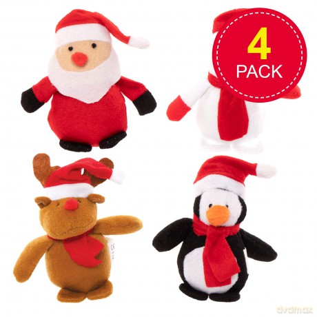Baker Ross AC252 Christmas Bean Pals Cuddly Toys for Children to Play with Perfect Stocking and Winter Party Bag Fillers (Pack of 4)