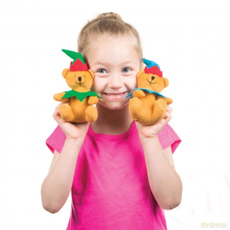 Baker Ross AV632 Christmas Elf Plush Bears, Cuddly Toys for Children to Play with Perfect Stocking and Winter Party Bag Fillers (Pack of 3), Assorted