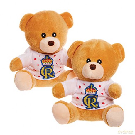Baker Ross CN110 Kings Coronation Commemorative Teddy Bear - Pack of 1, Soft Toy Coronation Keepsakes for Kids