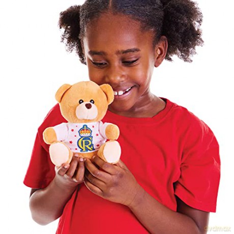 Baker Ross CN110 Kings Coronation Commemorative Teddy Bear - Pack of 1, Soft Toy Coronation Keepsakes for Kids