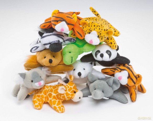 Baker Ross EF613 Exotic Animal Beanie Plush Pals (Pack of 10) Cute Assorted Cuddly Toys for Kids,Small