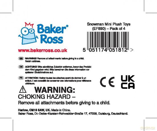 Baker Ross EF890 Snowman Mini Bean Pals (Pack of 4), Assorted