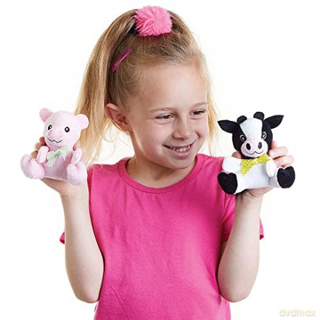 Baker Ross FC933 Farm Animal Plush Pals - Pack of 4, Soft Toys for Kids, Party Bag Fillers for Kids, Kids Toys