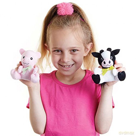 Baker Ross FC933 Farm Animal Plush Pals - Pack of 4, Soft Toys for Kids, Party Bag Fillers for Kids, Kids Toys