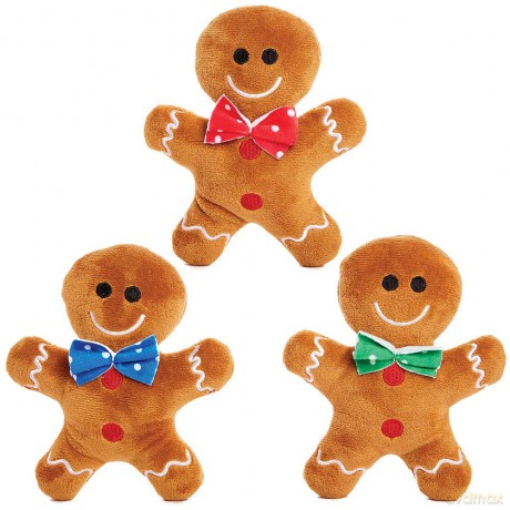 Baker Ross FX333 Soft Cuddly Gingerbread Men - Pack of 3, Xmas Soft Toys for Kids, Toys for Kids Party Bags and Christmas Stockings
