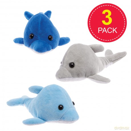Baker Ross FX678 Dolphin Soft Toys - Pack of 3, Soft Toy Party Bag Fillers