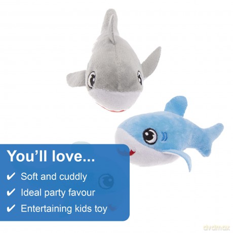 Baker Ross FX748 Shark Pup Plush - Pack of 3, Soft Toy Party Bag Fillers