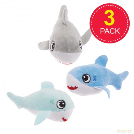 Baker Ross FX748 Shark Pup Plush - Pack of 3, Soft Toy Party Bag Fillers
