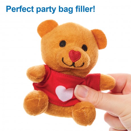Baker Ross FX957 Love Heart Teddy Bears - Pack of 4, Valentines Day Party Bag Fillers for Kids