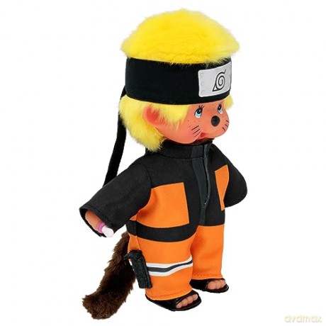 Bandai Monchhichi Naruto Shippuden Plush Toy - 80s Iconic Monkey Soft Plush Toy 20 cm for Children and Adults - Childrens Toy 2 Years and Above - SE241088