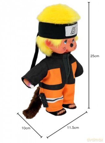Bandai Monchhichi Naruto Shippuden Plush Toy - 80s Iconic Monkey Soft Plush Toy 20 cm for Children and Adults - Childrens Toy 2 Years and Above - SE241088