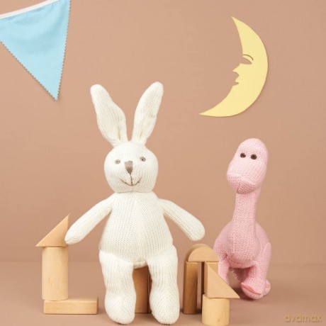 Best Years Knitted Organic Cotton White Bunny Rabbit Baby Rattle. Suitable from Birth