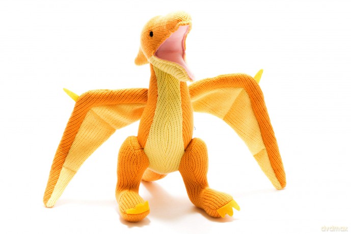 Best Years Knitted Yellow Pterodactyl Dinosaur Soft Toy. Suitable from Birth