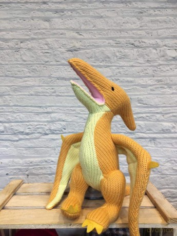Best Years Knitted Yellow Pterodactyl Dinosaur Soft Toy. Suitable from Birth