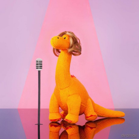 Best Years Orange Knitted Diplodocus Dinosaur Soft Toy. Suitable from Birth, medium