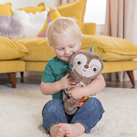 Bright Starts Slingin' Sloth Travel Buddy Plush Stuffed Animal Take-Along Stroller or Carrier Toy, Ages 0 Month+