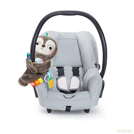 Bright Starts Slingin' Sloth Travel Buddy Plush Stuffed Animal Take-Along Stroller or Carrier Toy, Ages 0 Month+
