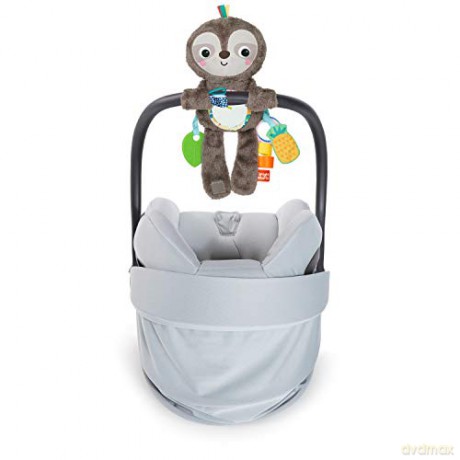 Bright Starts Slingin' Sloth Travel Buddy Plush Stuffed Animal Take-Along Stroller or Carrier Toy, Ages 0 Month+