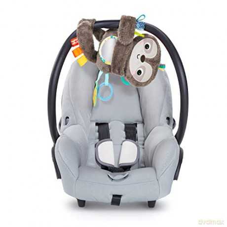 Bright Starts Slingin' Sloth Travel Buddy Plush Stuffed Animal Take-Along Stroller or Carrier Toy, Ages 0 Month+