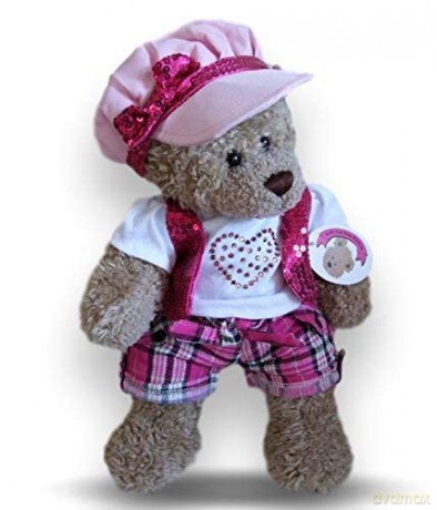 Build Your Bears Wardrobe Teddy Bear Clothes Check Outfit + Hat + Boots fits Build a Bear (pink)
