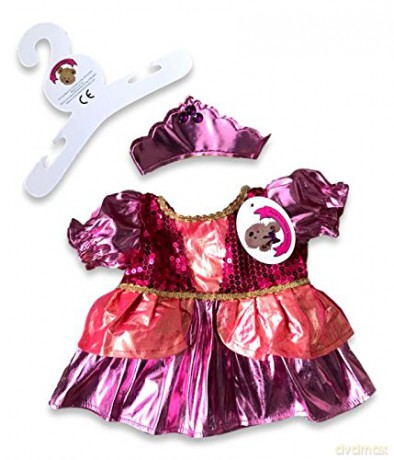 Build Your Bears Wardrobe Teddy Bear Clothes Fairytale Party Dress and Crown fits most Build a Bear (pink)
