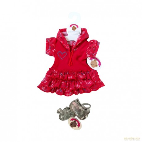 Build Your Bears Wardrobe Teddy Bear Clothes Hooded BFF Dress + Shoes fits Build a Bear (red)