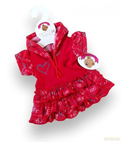 Build Your Bears Wardrobe Teddy Bear Clothes Hooded BFF Dress + Shoes fits Build a Bear (red)