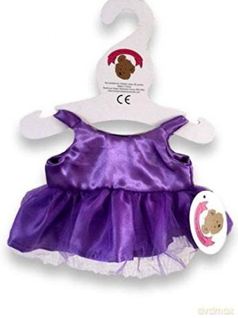 Build Your Bears Wardrobe Teddy Bear Clothes Tutu Dress + Accessories fits Build a Bear (Purple)